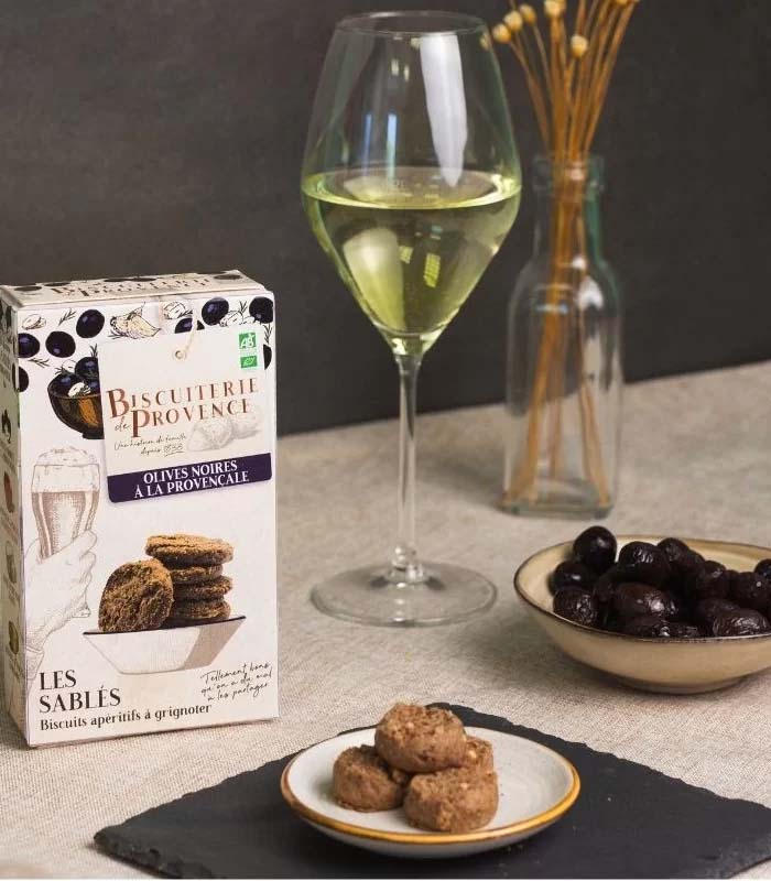 Sablés apéritif - Olives noires à la provençale Bio 90g x10 Biscuiterie de provence