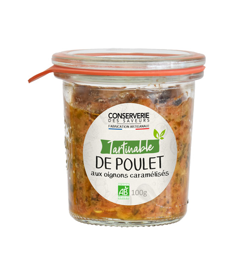 Tartinable de poulet rôti aux oignons caramélisés Bio 100g x12 Conserverie des saveurs