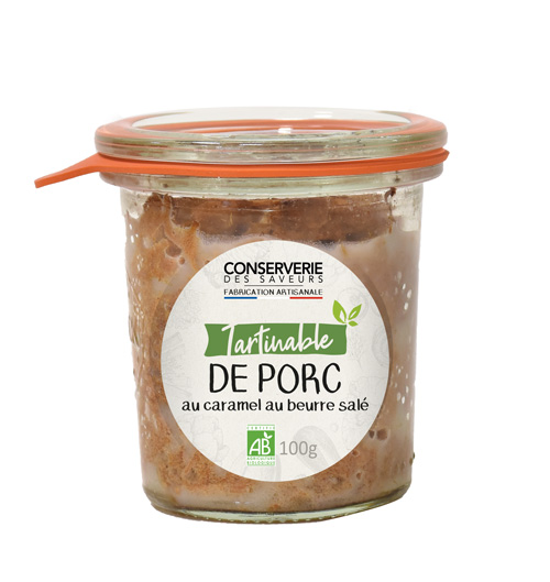 Tartinable de porc au caramel beurre salé bio 100g x12 Conserverie des saveurs