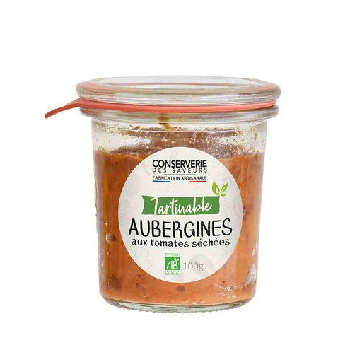 Tartinable d'aubergines aux tomates sechées bio 100g x12 Conserverie des saveurs