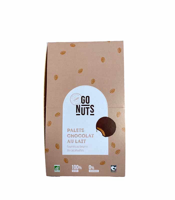 Prêt à vendre 2 Palets Chocolat au Lait Beurre de cacahuètes Bio 34g x14 Go Nuts