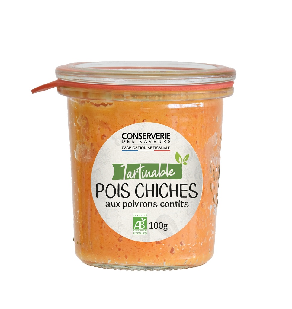 Tartinable de pois chiches aux poivrons confits Bio 100g x12 Conserverie des saveurs