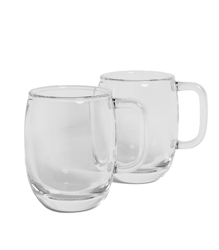 Duo de tasses transparentes en verre double paroi 350ml x6 Horae