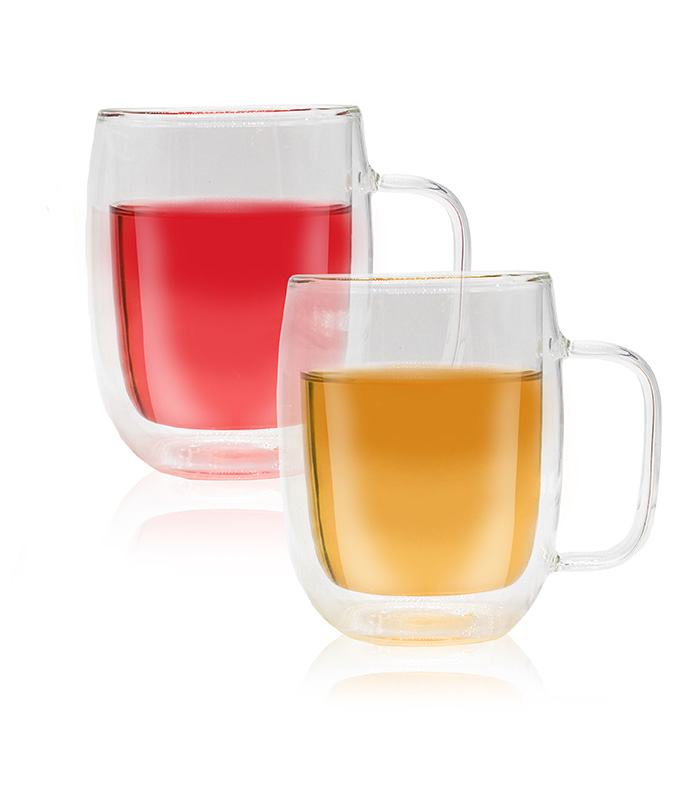 Duo de tasses transparentes en verre double paroi 350ml x6 Horae