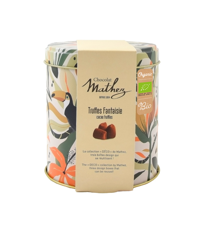 Boite déco Truffes aux écorces d'orange confites Bio 200g x12 Mathez