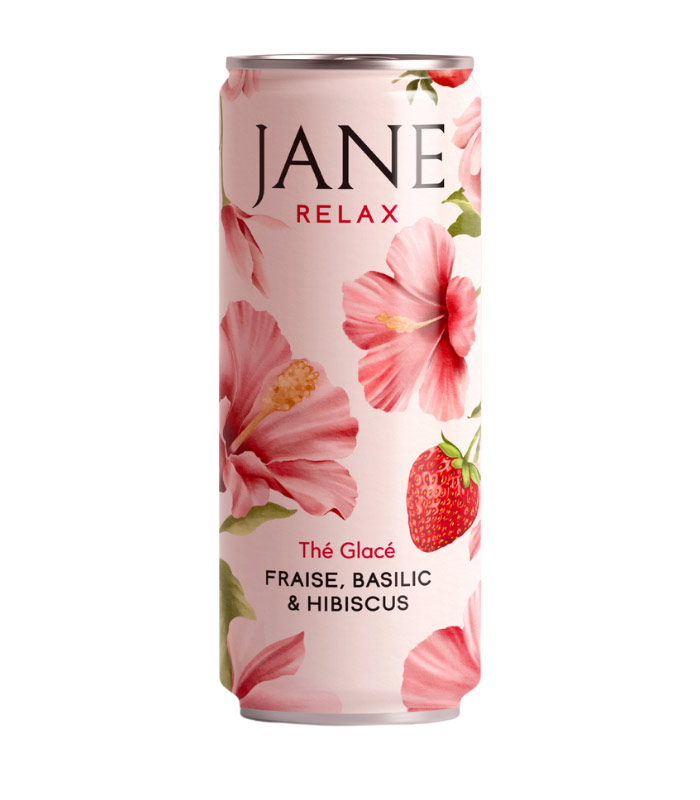 Thé Glacé Fraise Basilic Hibiscus CBD - Relax 25cl x24 Jane