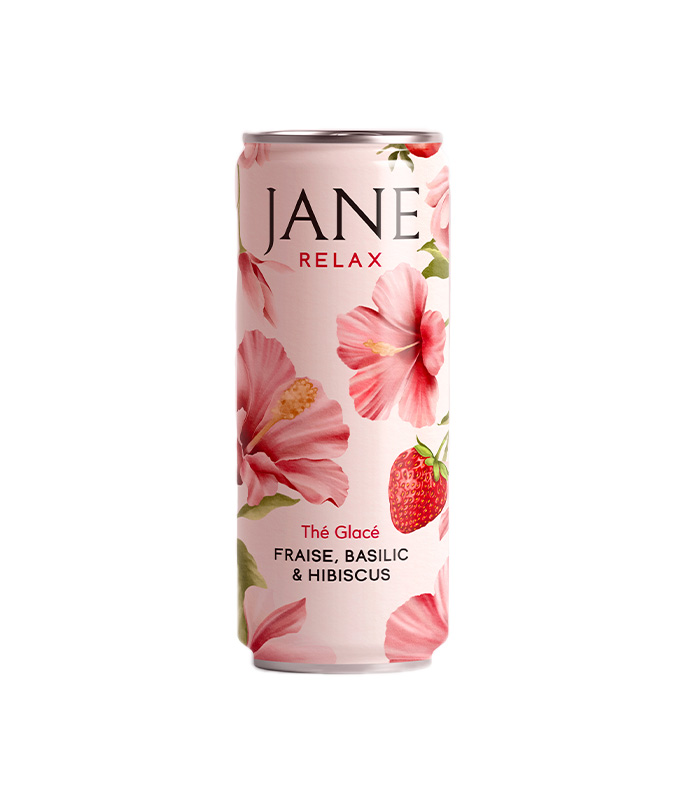 Thé Glacé Fraise Basilic Hibiscus CBD - Relax 25cl x24 Jane