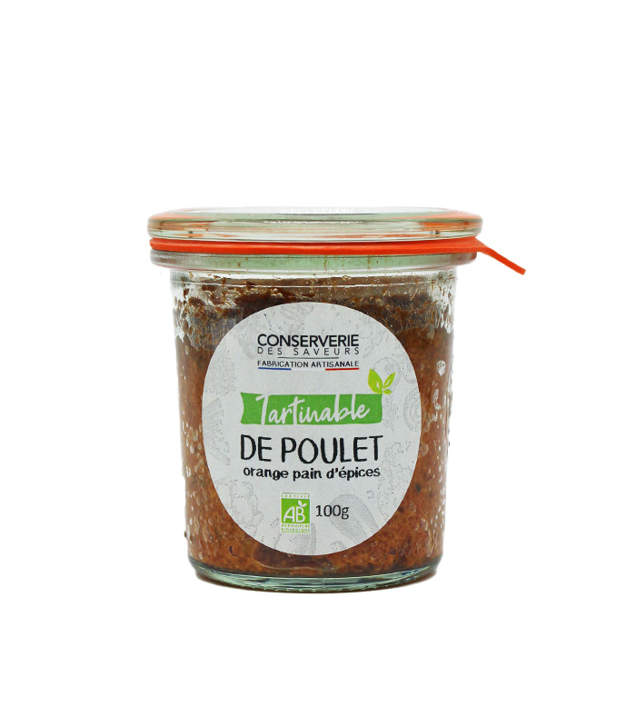 Tartinable de poulet au pain d'épices Bio 100g x12 Conserverie des Saveurs