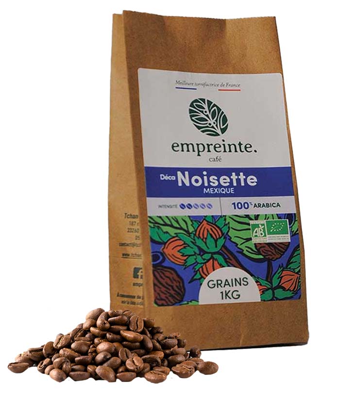 Café Décaféiné NOISETTE 1Kg GRAINS x6 Empreinte