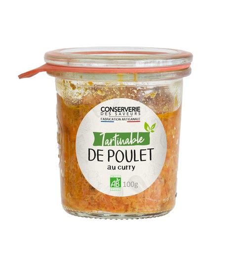 [21452] Tartinable de poulet au curry Bio 100g x12 Conserverie des saveurs