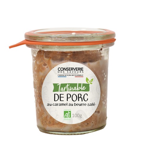 [23449] Tartinable de porc au caramel beurre salé bio 100g x12 Conserverie des saveurs