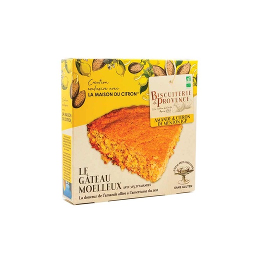 [72014] Gâteau moelleux Amandes et Citron Bio 225g x10 Biscuiterie de Provence