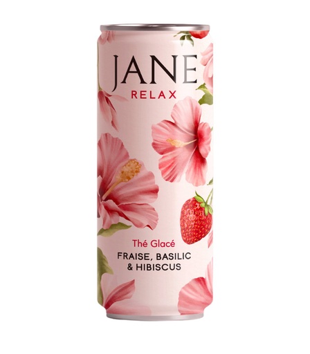 [22059] Thé Glacé Fraise Basilic Hibiscus CBD - Relax 25cl x24 Jane