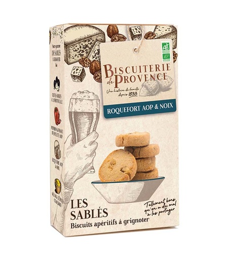 [32467] Sablés apéritif - Roquefort AOP & noix Bio 90g x10 Biscuiterie de provence